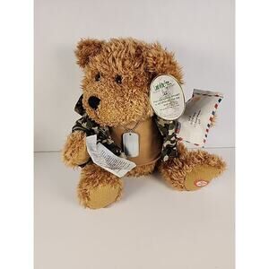Rare Land of Free Soldier Military Talking Teddy Bear Plush Mills Army Camo